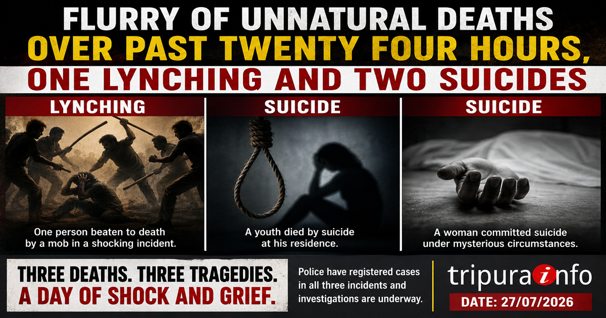 Flurry of unnatural deaths over past twenty four hours , one lynching and two suicides