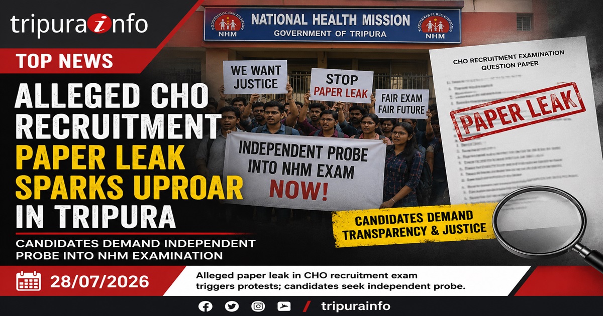 Alleged CHO Recruitment Paper Leak Sparks Uproar in Tripura, Candidates Demand Independent Probe into NHM Examination
