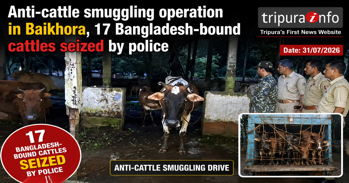 Anti-cattle smuggling operation in Baikhora, 17 Bangladesh-bound cattles seized by police