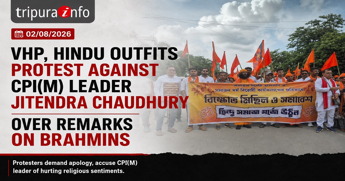 VHP, Hindu outfits protest against CPI(M) leader Jitendra Chaudhury over remarks on Brahmins