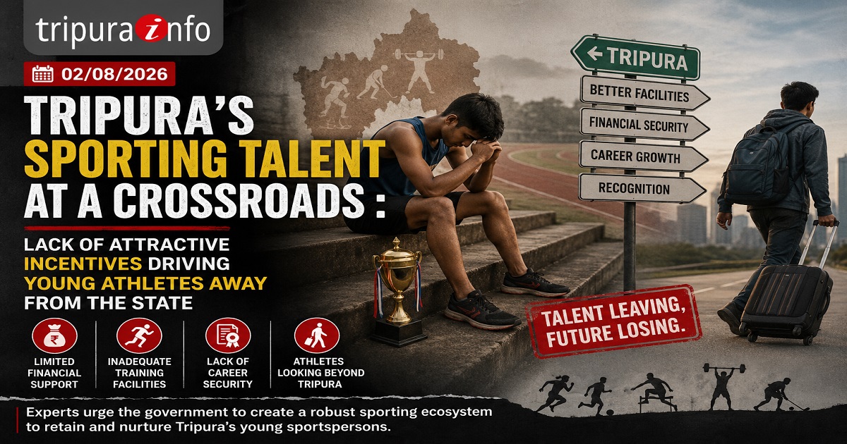 Tripura~`s Sporting Talent at a Crossroads : Lack of Attractive Incentives Driving Young Athletes Away from the State