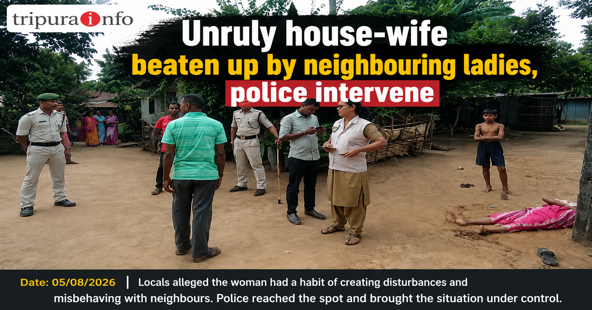 Unruly house-wife beaten up by neighbouring ladies , police intervene
