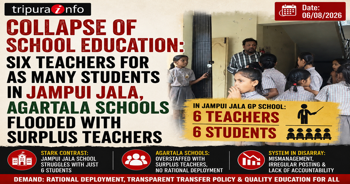 Collapse of school education : six teachers for as many students in Jampui Jala, Agartala schools flooded with surplus teachers