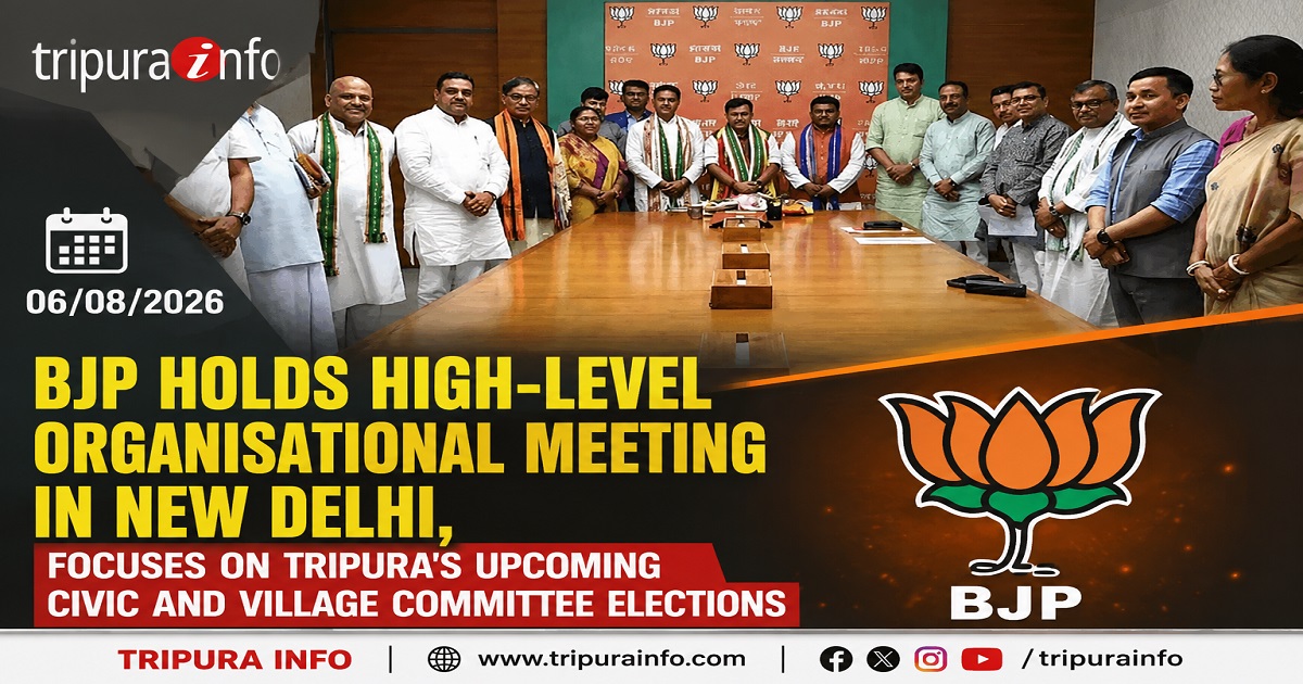BJP Holds High-Level Organisational Meeting in New Delhi, Focuses on Tripura~`s Upcoming Civic and Village Committee Elections