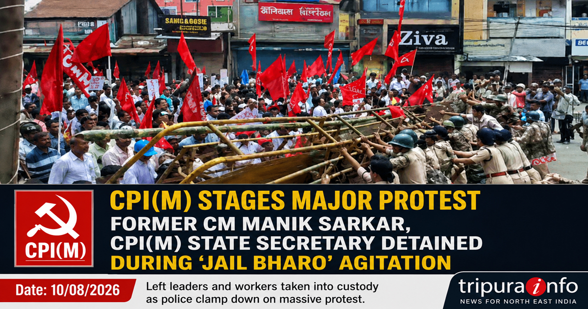 CPI(M) stages major protest, former CM Manik Sarkar, CPI(M) State Secretary detained during ‘jail bharo’ agitation