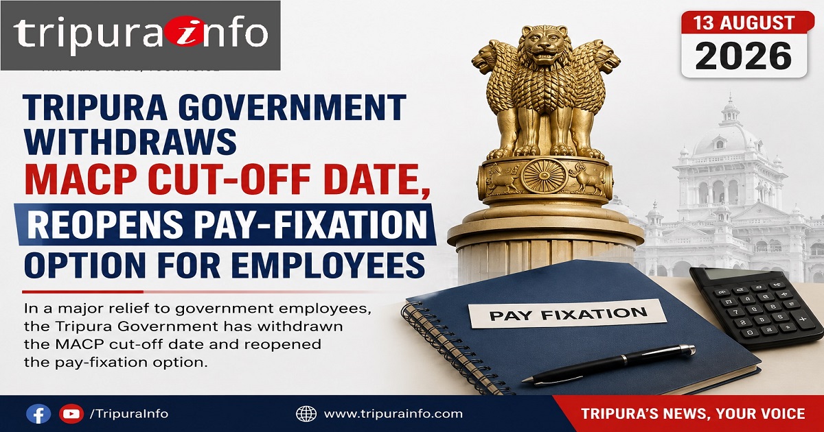Tripura Government Withdraws MACP Cut-Off Date, Reopens Pay-Fixation Option for Employees