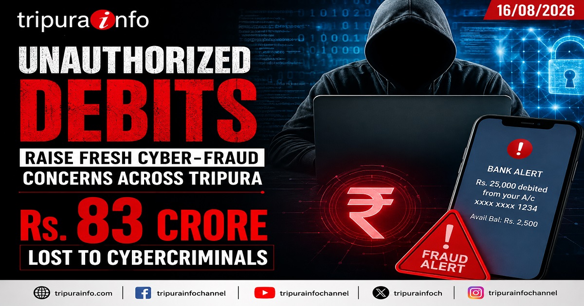 Unauthorized Debits Raise Fresh Cyber-Fraud Concerns Across Tripura, Rs. 83 Crore Lost to Cybercriminals