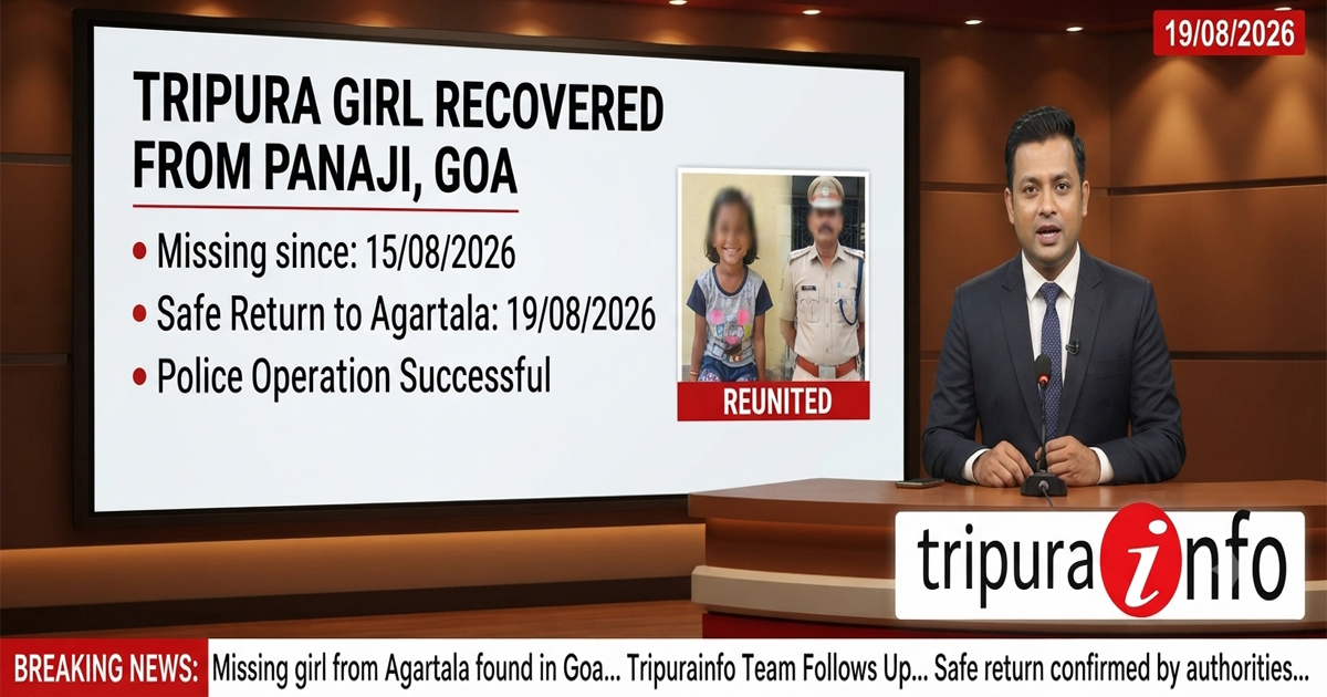 Missing Tripura girl recovered from Panaji in Goa , brought back to the state