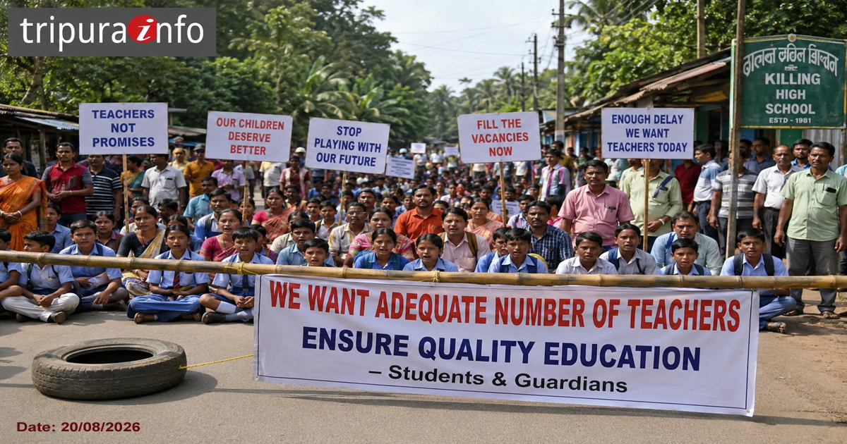 Road blockade by students and guardians demanding adequate number of teachers