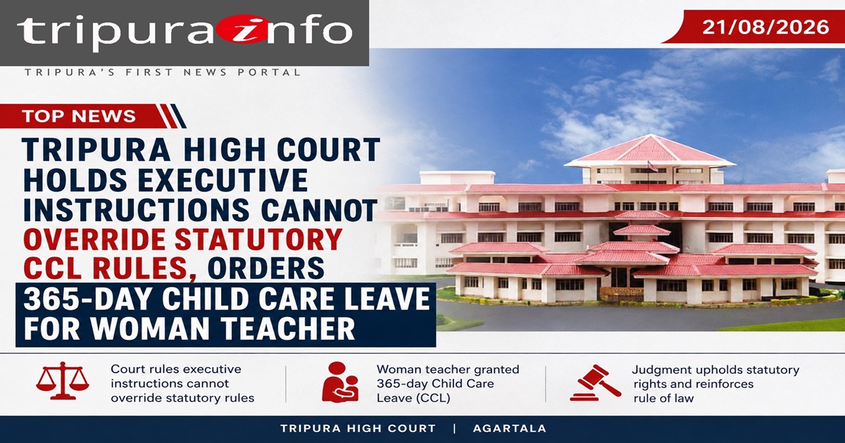 Tripura High Court Holds Executive Instructions Cannot Override Statutory CCL Rules, Orders 365-Day Child Care Leave for Woman Teacher