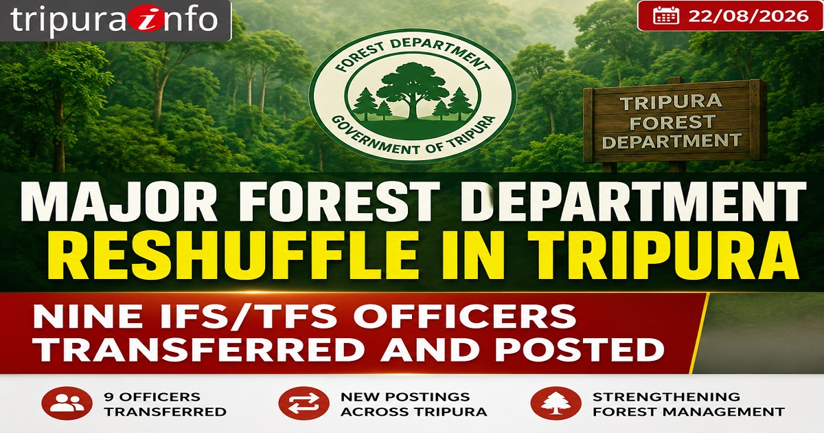 Major Forest Department Reshuffle in Tripura: Nine IFS/TFS Officers Transferred and Posted
