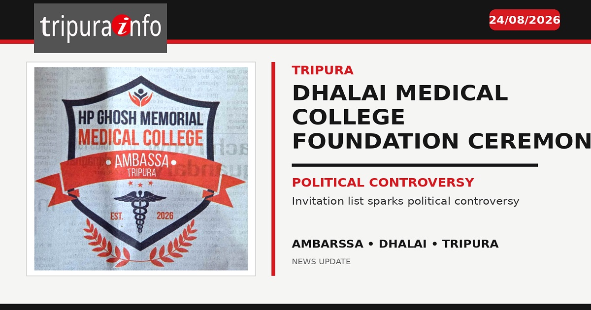 Dhalai Medical College Foundation Ceremony Sparks Political Controversy Over Invitation List