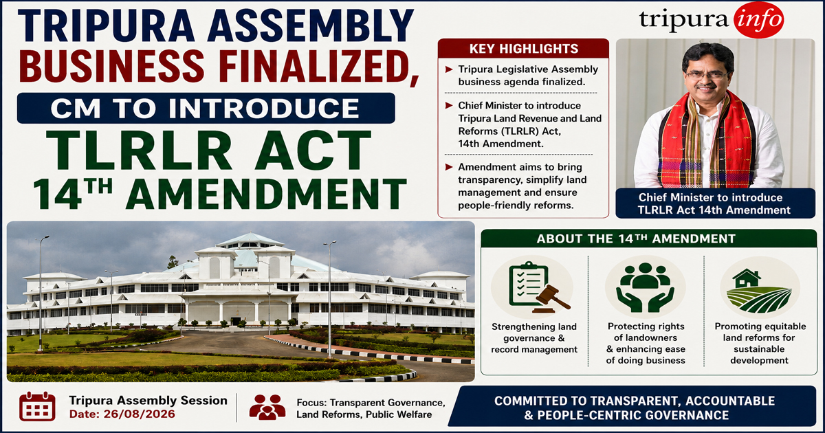Tripura assembly business finalized, CM to introduce TLRLR Act 14th amendment