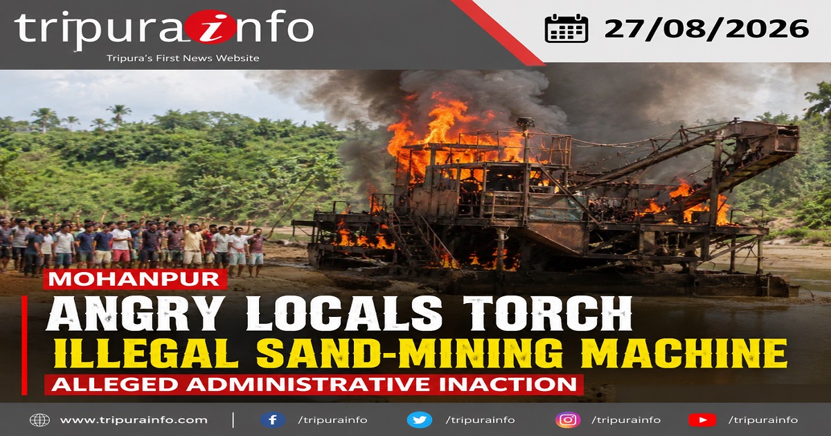 Angry Locals Torch Illegal Sand-Mining Machine in Mohanpur, Alleged Administrative Inaction