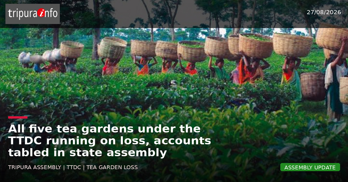 All five tea gardens under the TTDC running on loss, accounts tabled in state assembly