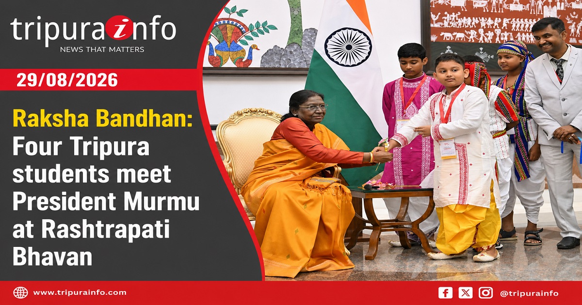 Raksha Bandhan : Four Tripura students meet President Murmu at Rashtrapati Bhavan