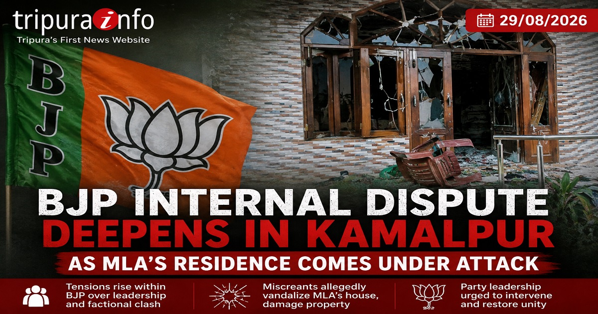 BJP Internal Dispute Deepens in Kamalpur as MLA’s Residence Comes Under Attack