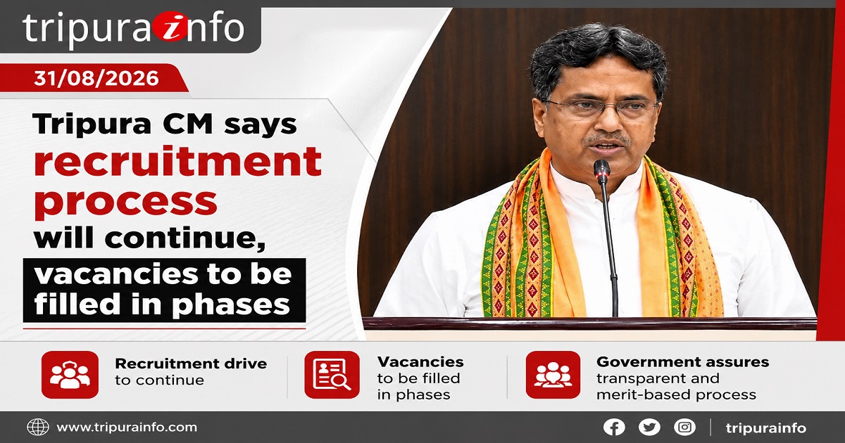 Tripura CM says recruitment process will continue, vacancies to be filled in phases