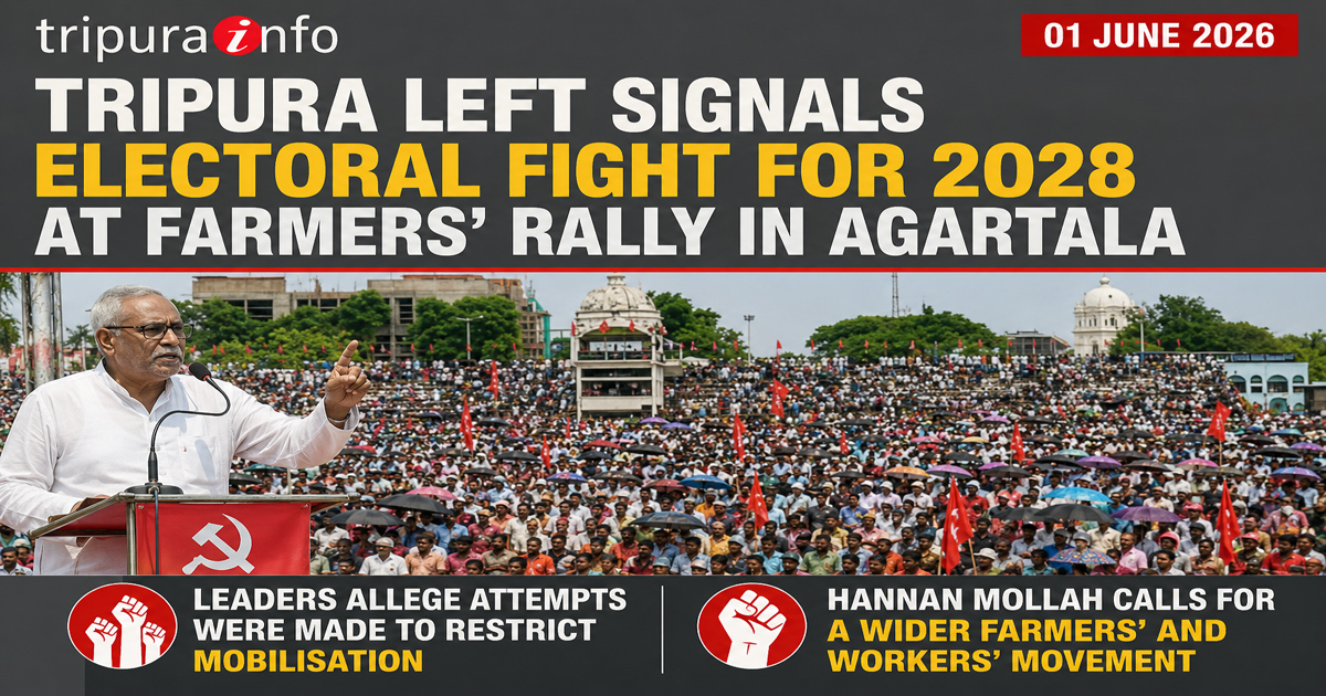 Tripura Left signals electoral fight for 2028 at farmers’ rally in Agartala Leaders allege attempts were made to restrict mobilisation; Hannan Mollah calls for a wider farmers’ and workers’ movement