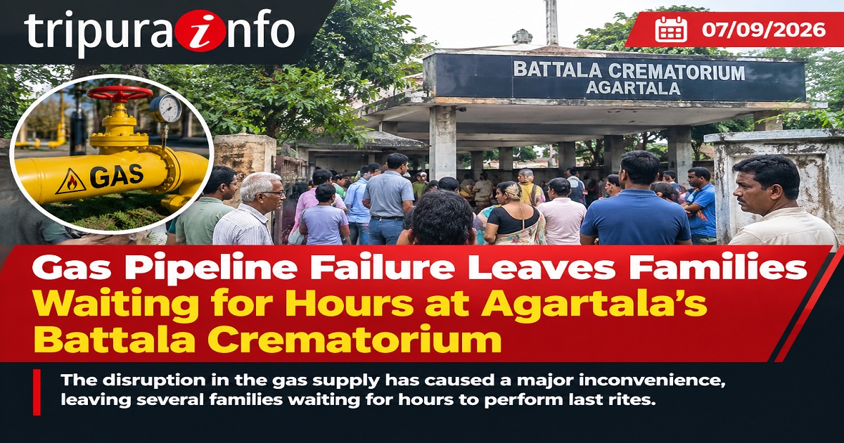 Gas Pipeline Failure Leaves Families Waiting for Hours at Agartala’s Battala Crematorium