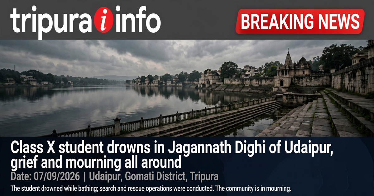 Class X student drowns in Jagannath Dighi of Udaipur , grief and mourning all around
