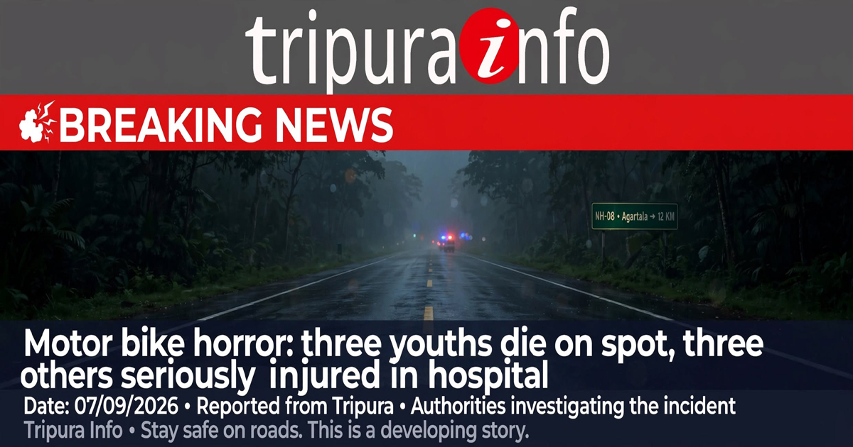 Motor bike horror : three youths die on spot , three others seriously injured in hospital