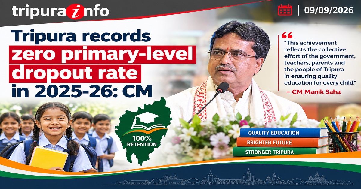 Tripura records zero primary-level dropout rate in 2025-26 : CM