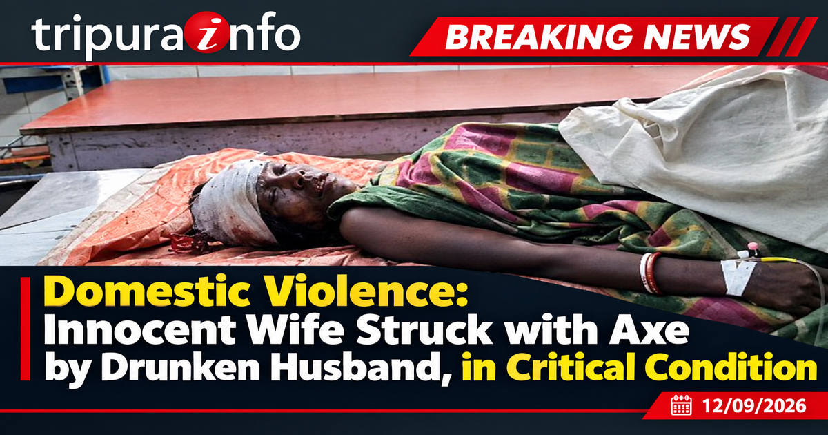 Domestic violence : innocent wife struck with axe by drunken husband, in critical condition