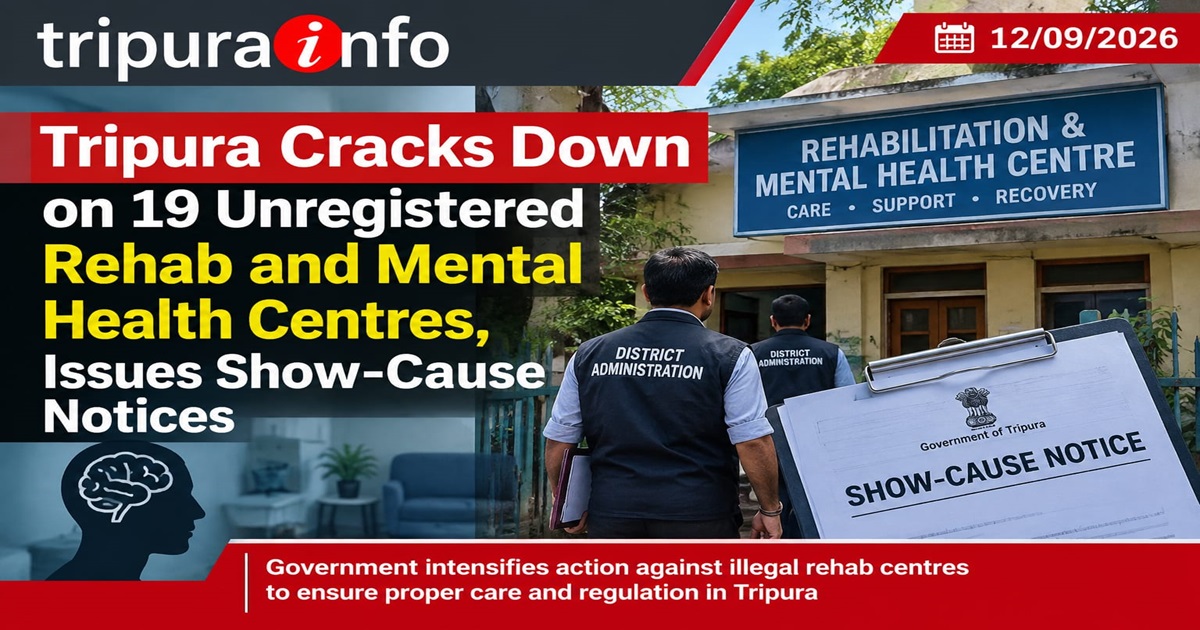 Tripura Cracks Down on 19 Unregistered Rehab and Mental Health Centres, Issues Show-Cause Notices