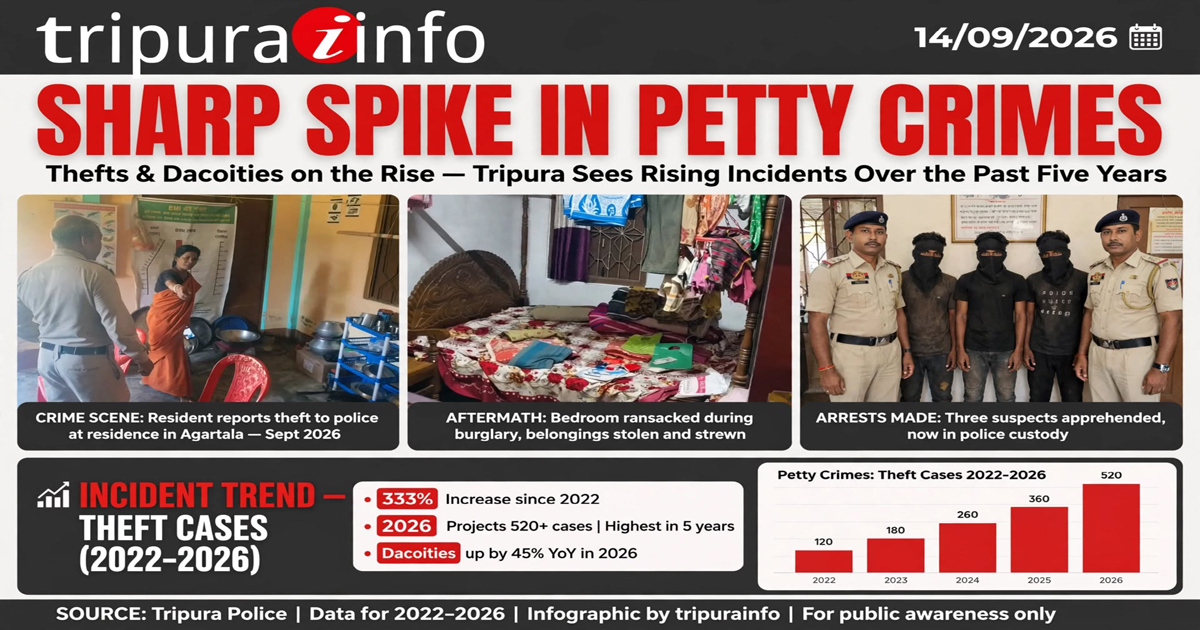 Sharp spike in petty crimes like thefts and dacoities , number of incidents over the past few years