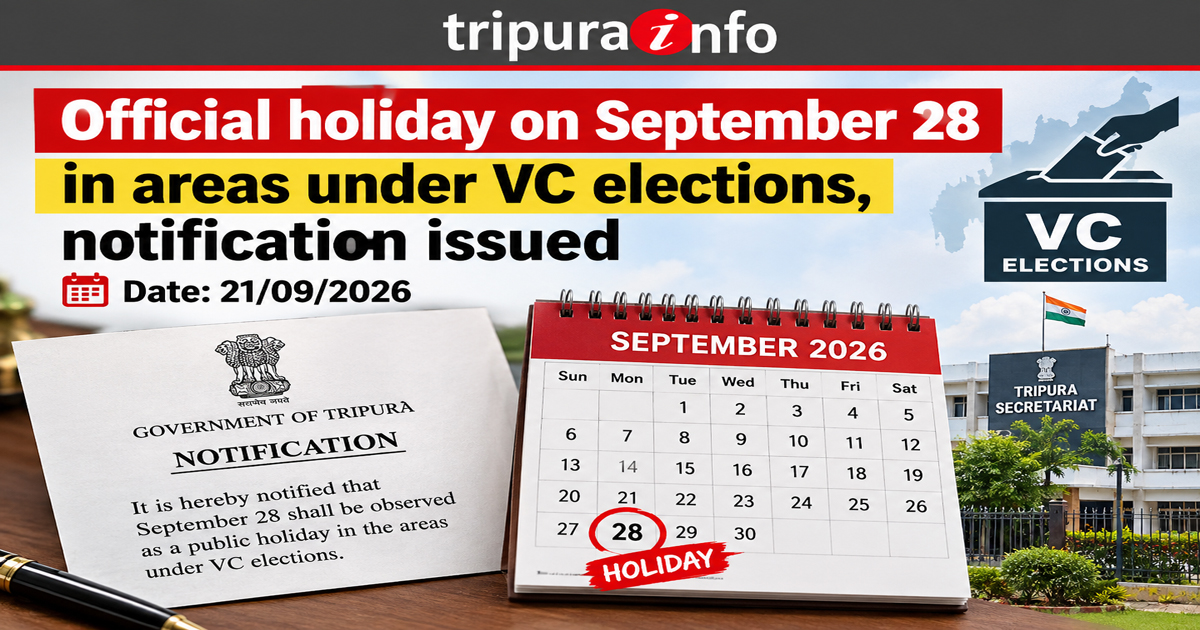Official holiday on September 28 in areas under VC elections, notification issued