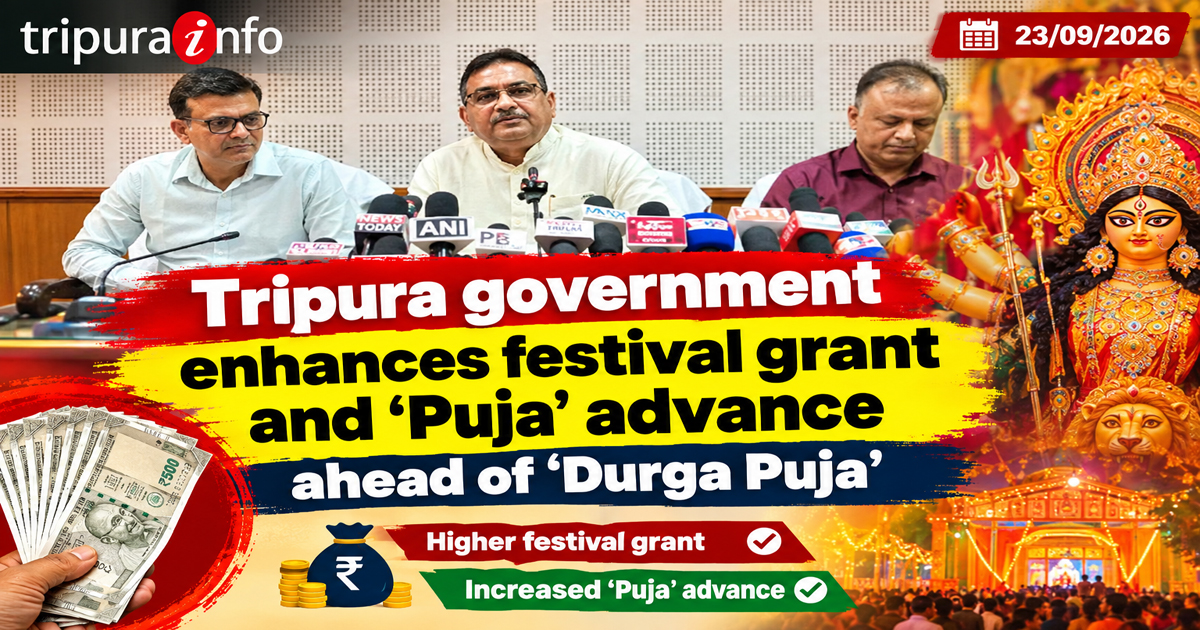 Tripura government enhances festival grant and ‘Puja’ advance ahead of ‘Durga Puja’