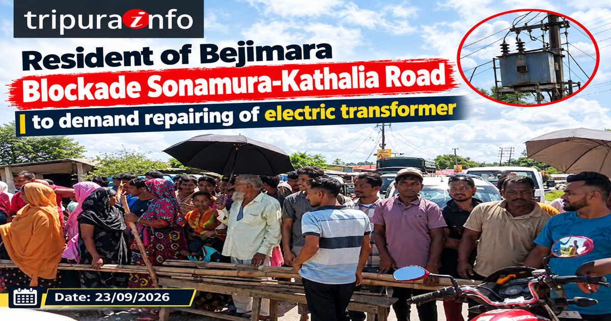 Resident of Bejimara blockade Sonamura-Kathalia road to demand repairing of electric transformer
