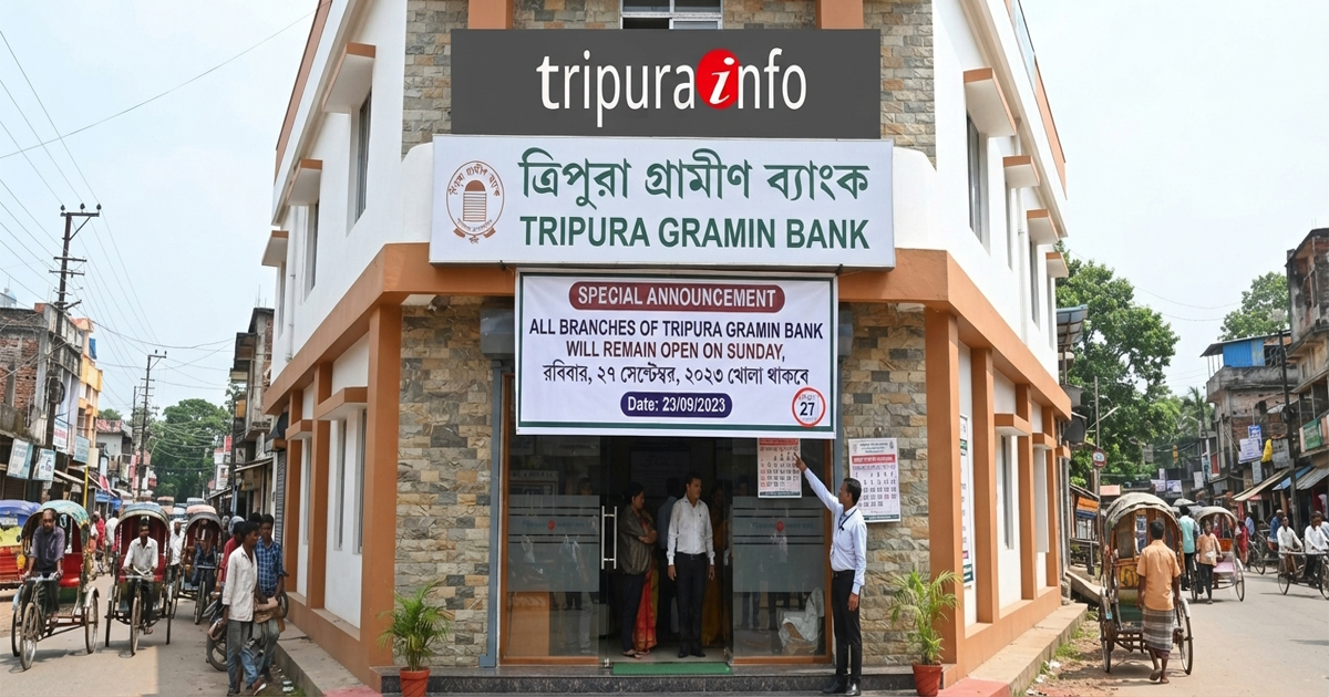 Tripura Gramin Bank comes to the rescue of government and people by deciding to keep all branches open on September 27, Sunday