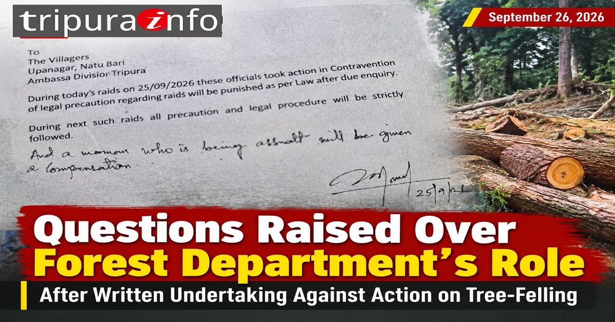 Questions Over Forest Department’s Written Undertaking After Kathalchhari Clash, Contrast Drawn With Police Action Against TET Job Aspirants