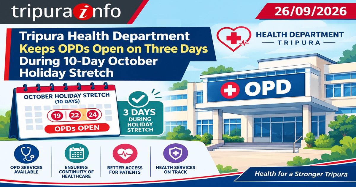 Tripura Health Department Keeps OPDs Open on Three Days During 10-Day October Holiday Stretch