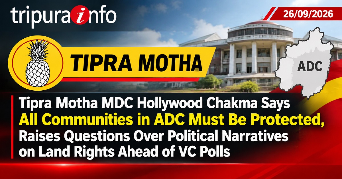 Tipra Motha MDC Hollywood Chakma Says All Communities in ADC Must Be Protected, Raises Questions Over Political Narratives on Land Rights Ahead of VC Polls