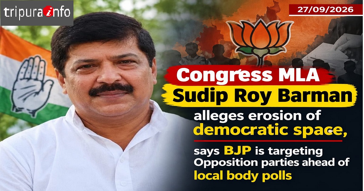 Congress MLA Sudip Roy Barman alleges erosion of democratic space, says BJP is targeting Opposition parties ahead of local body polls