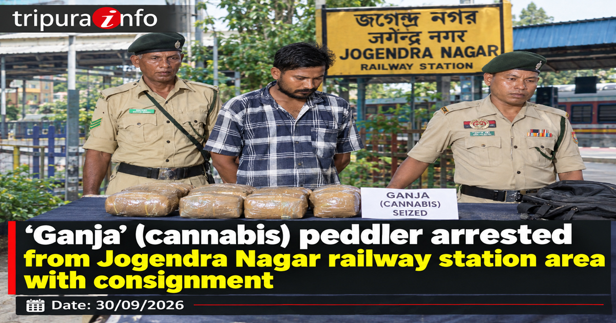 ‘Ganja’ (cannabis) peddler arrested from Jogendra Nagar railway station area with consignment