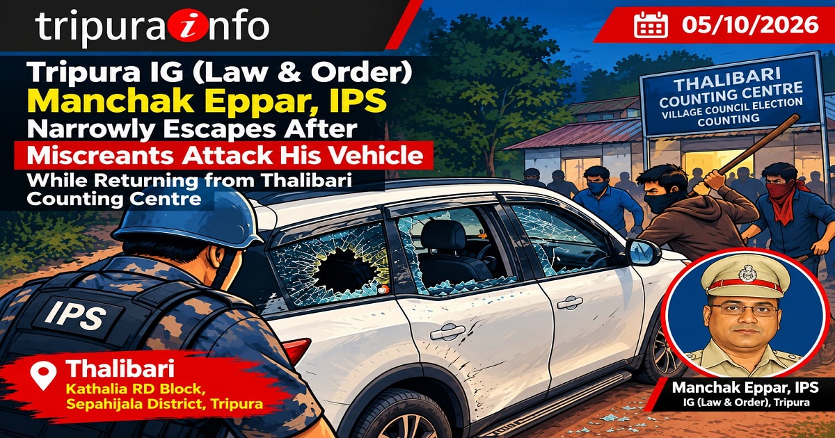 IGP Law & Order Manchak Ippar, IPS Escapes Unhurt After Alleged Tipra Motha Attack on Vehicle Near Thalibari Counting Centre