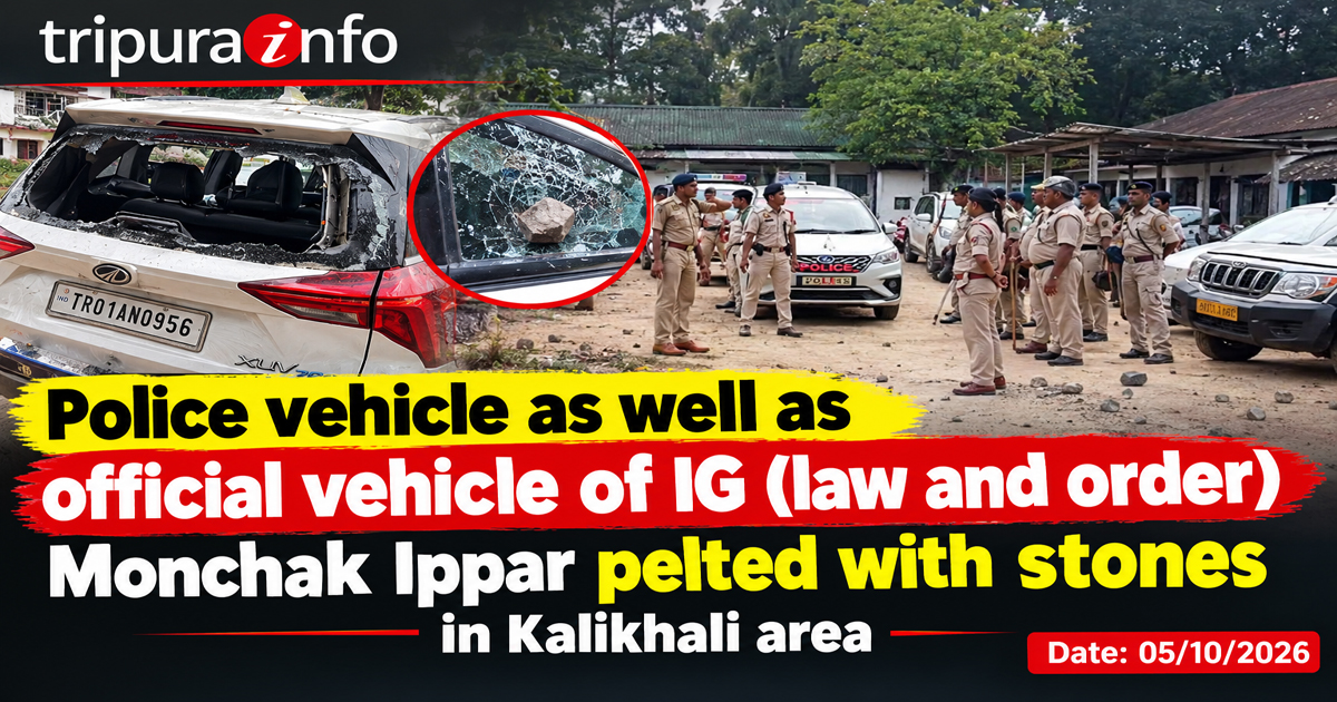 Police vehicle as well as official vehicle of IG (law and order) Monchak Ippar pelted with stones in Kalikhali area