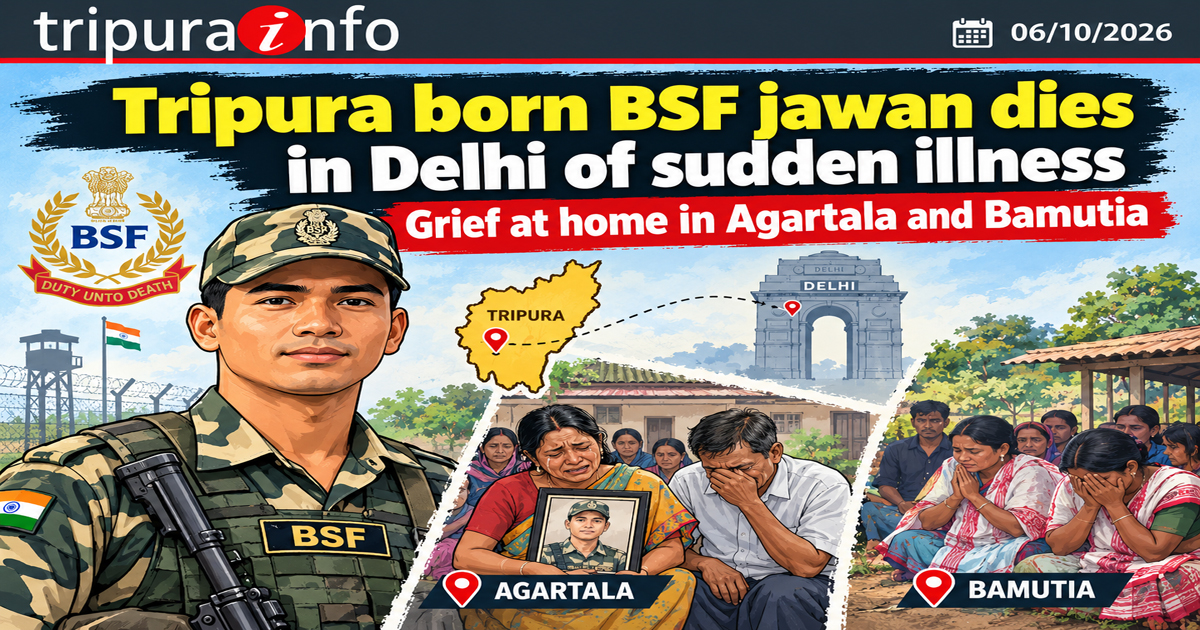 Tripura born BSF jawan dies in Delhi of sudden illness , grief at home in Agartala and Bamutia