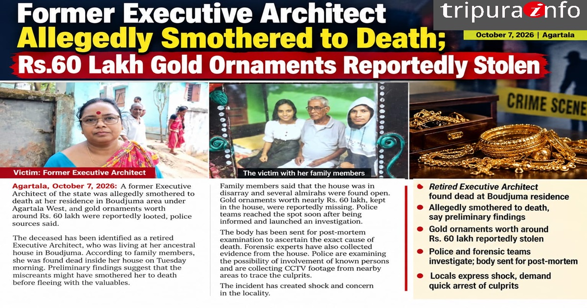 Former Executive Engineer Allegedly Smothered to Death, Rs.60 Lakh Gold Ornaments Reportedly Stolen