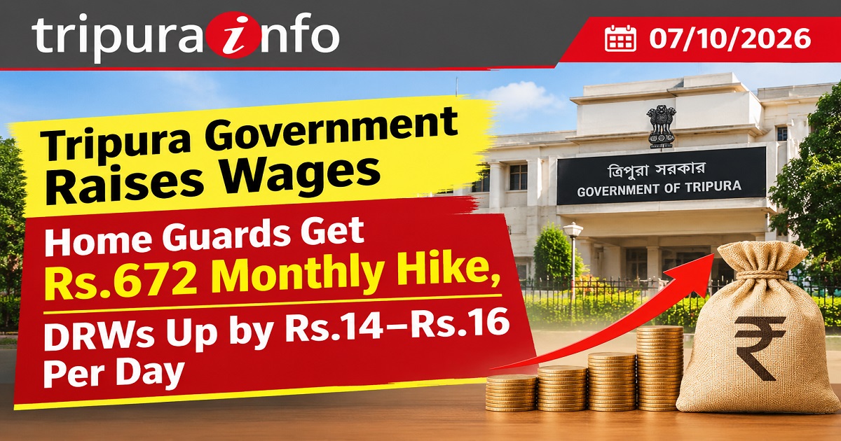 Tripura Government Raises Wages: Home Guards Get Rs.672 Monthly Hike, DRWs Up by Rs.14–Rs.16 Per Day