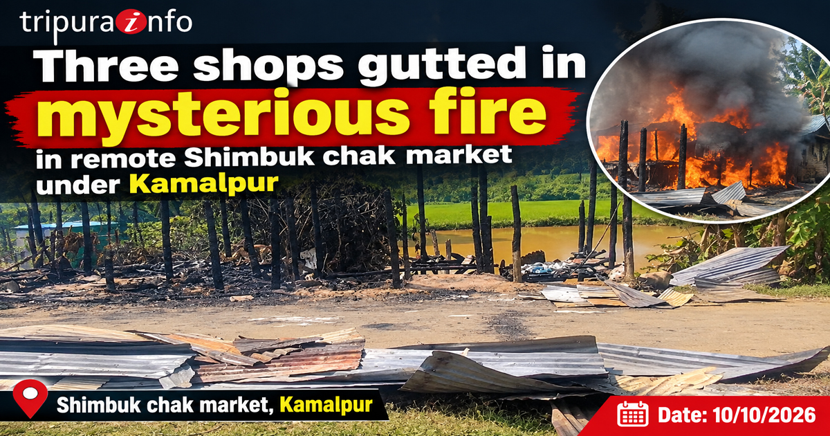Three shops gutted in mysterious fire in remote Shimbuk chak market under Kamalpur
