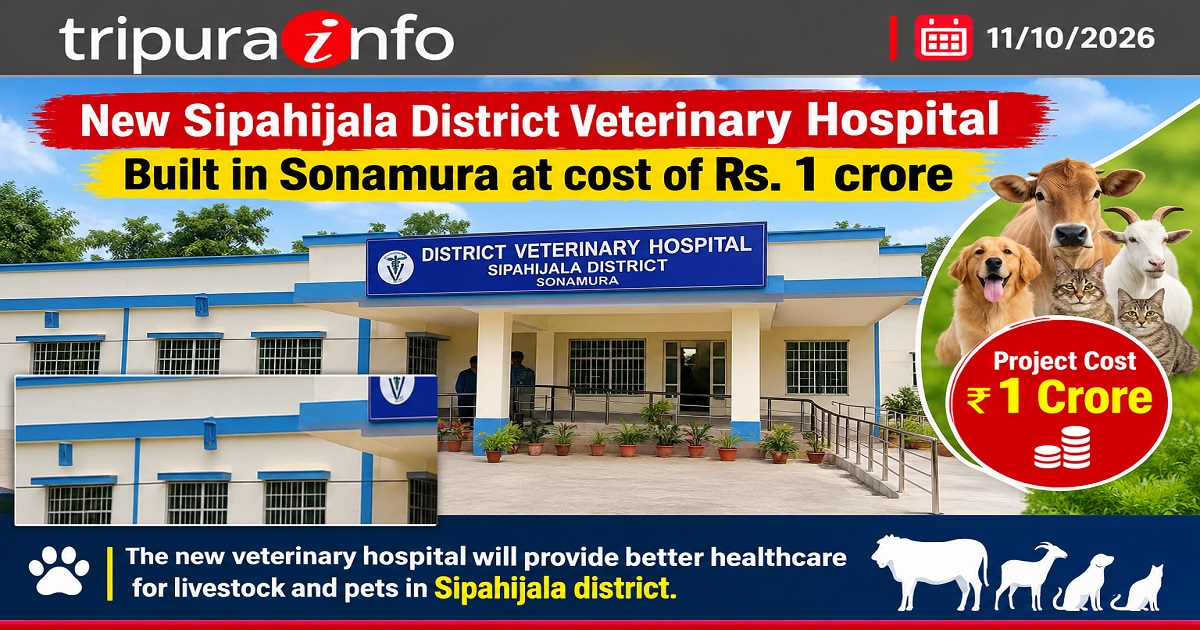 New Sipahijala District Veterinary Hospital Built in Sonamura at cost of Rs. 1 crore