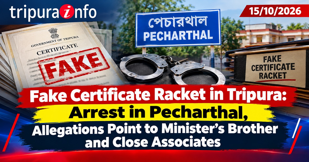 Fake Certificate Racket in Tripura: Arrest in Pecharthal, Allegations Point to Minister’s Brother and Close Associates