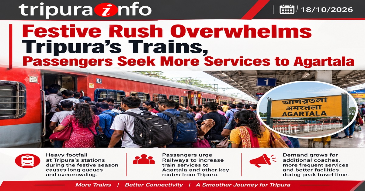 Festive Rush Overwhelms Tripura’s Trains, Passengers Seek More Services to Agartala