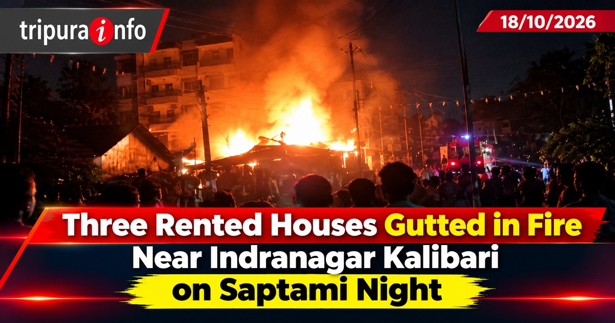 Three Rented Houses Gutted in Fire Near Indranagar Kalibari on Saptami Night