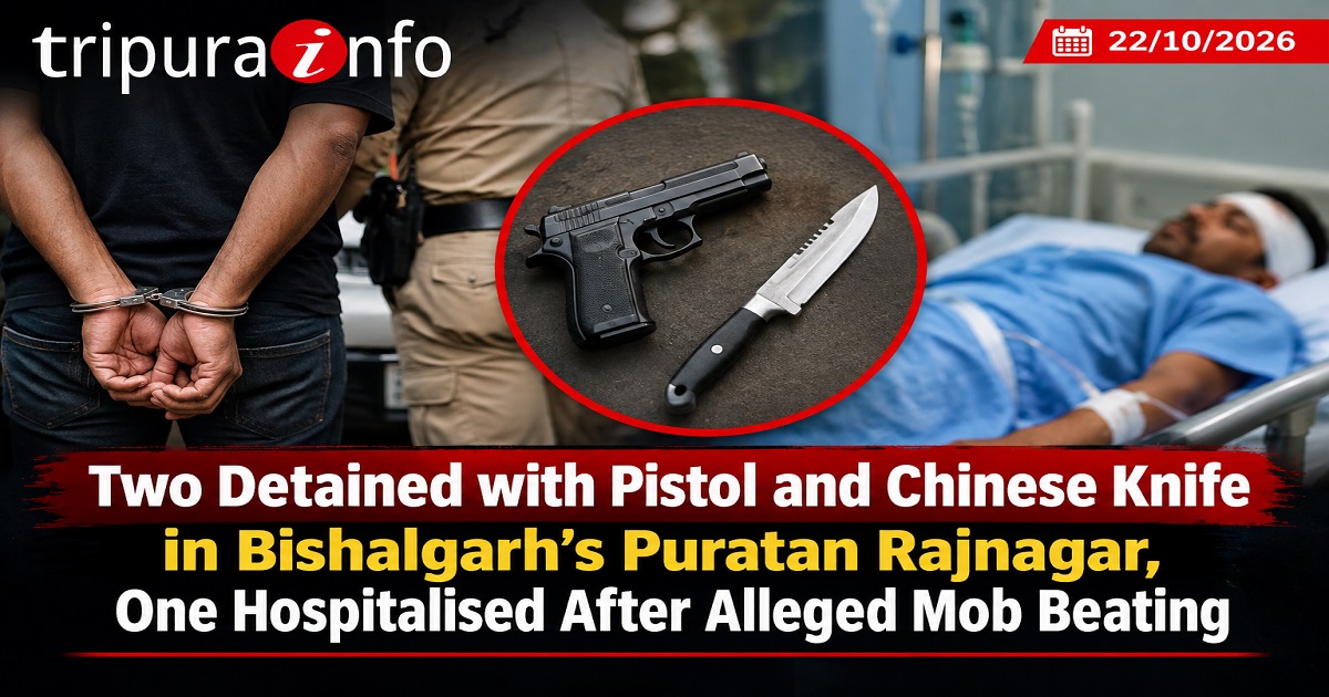 Two Detained with Pistol and Chinese Knife in Bishalgarh’s Puratan Rajnagar, One Hospitalised After Alleged Mob Beating